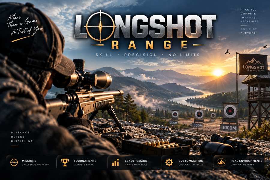 Longshot Range cover art: a mountain target range at sunrise
